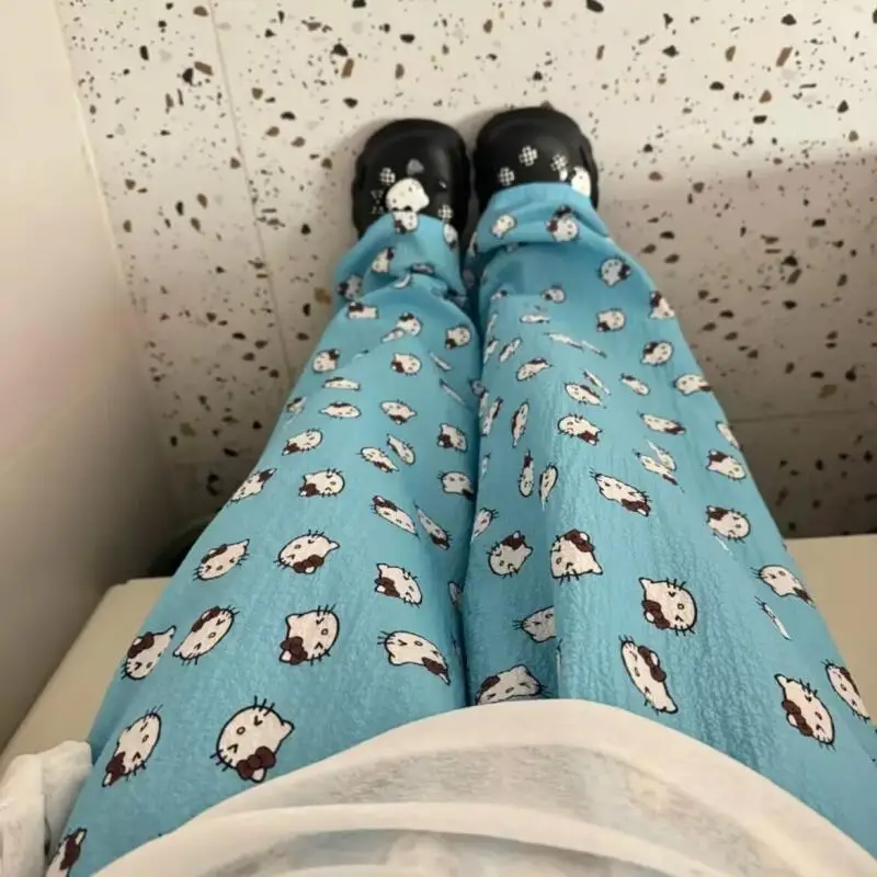 Sanrio's New Summer Women's Cartoon Walking Pants for Home Use Long Pants That Can Be Worn Outside Hello Kitty Cute Student Ins view 3