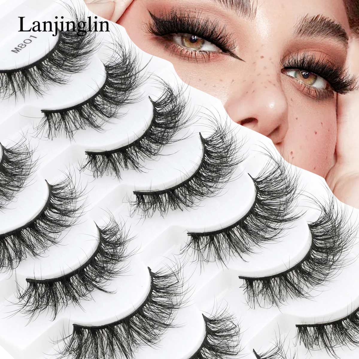 Lanjinglin 3/7 Pairs Natural Long False Eyelashes Dramatic Soft Fluffy 3D Mink Lashes Wispy Mink Eye Lashes Thick Cils ﻿