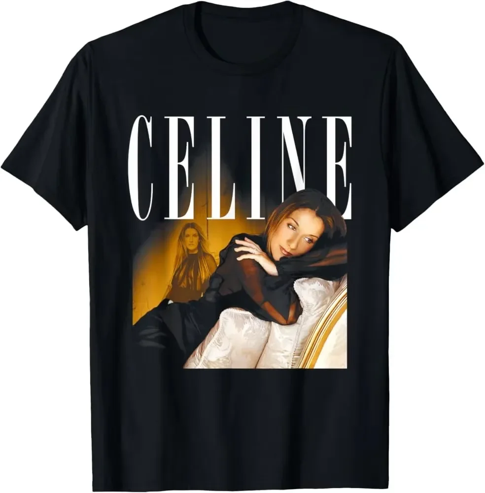 Men Women Retro Pop Music Singer Graphic Tee Celine Dion Vintage 90s Portrait T Shirt Casual Short Sleeve Tshirt Fan Gift Y2k