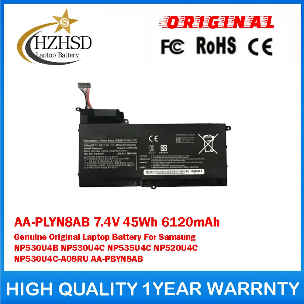 AA-PLYN8AB 7.4V 45Wh 6120mAh Genuine Original Laptop Battery For Samsung NP530U4B NP530U4C NP535U4C NP530U4C-A08RU AA-PBYN8AB