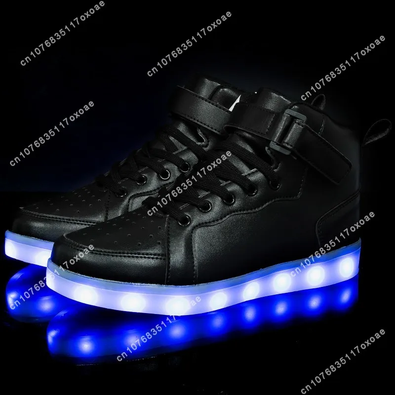 Troef Schoenen 2024 Maga Hoge Top Board Kinderen Heren Dames Lichtgevende Led Licht Schoenen Spiegel Lederen Paneel Sneakers Groot 25-46