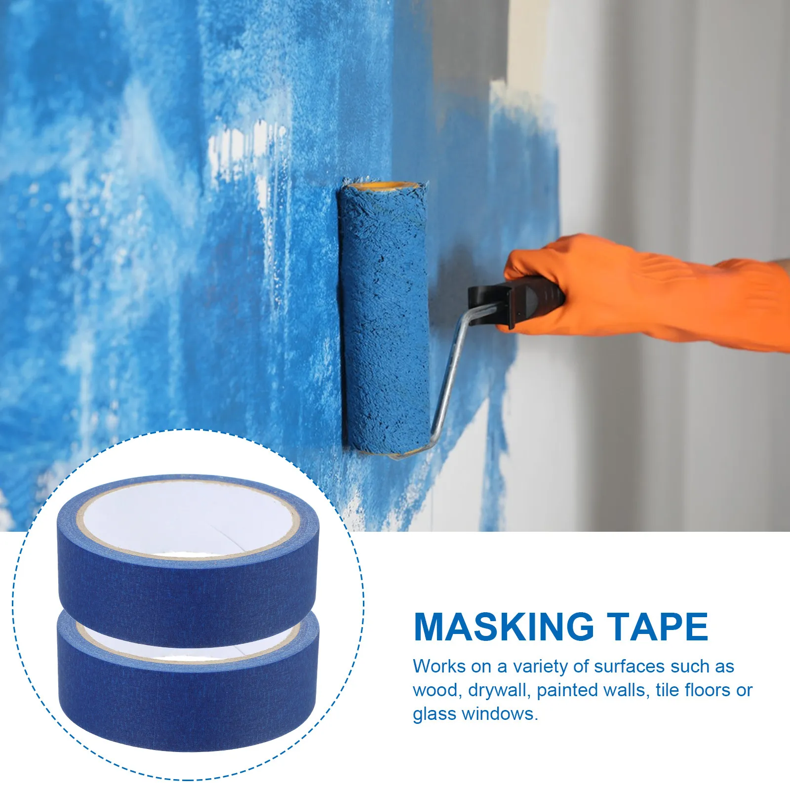 4 Rolls Premium Paper Masking Tape for Painting Crafts Spraying Protection Clean Removal No Residue on Walls Wood Glass Tile