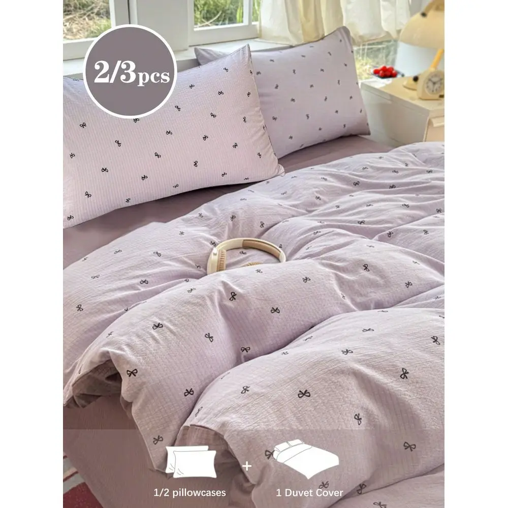 

3pcs Set Purple Bow, Fresh Cute, Jacquard Crafted, Super Soft, Unisex, Suitable For Students, Dorms, Sweet Lovely Girls, Studen