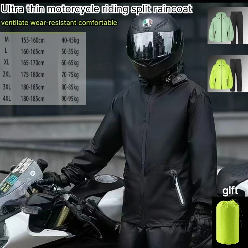 Full Body Adult Waterproof Raincoat Suit Summer Rain Pants Motorcycle Raincoat Reflective Cycling Fishing Raincoat