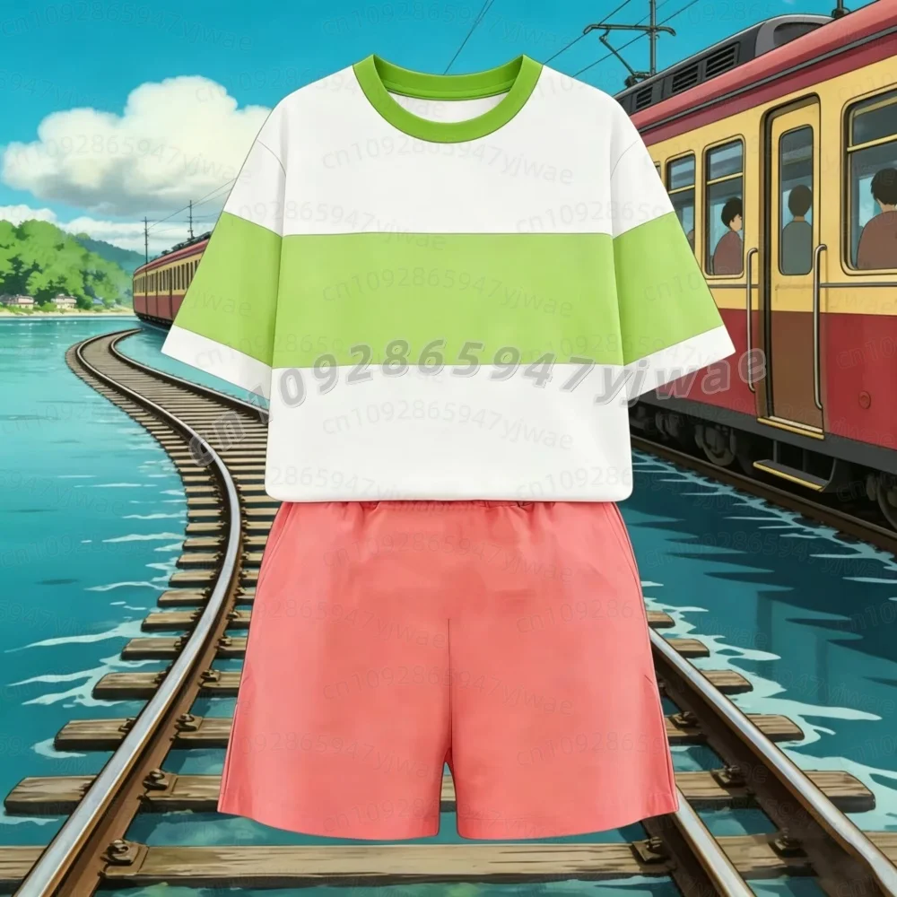 KIDS Anime Cosplay Chihiro Damen Alltagskleidung Freizeit Lose Sets T-Shirt+Shorts Cosplay Kostüm Geschenk Damen Pyjama Hosen Set – Detail 8