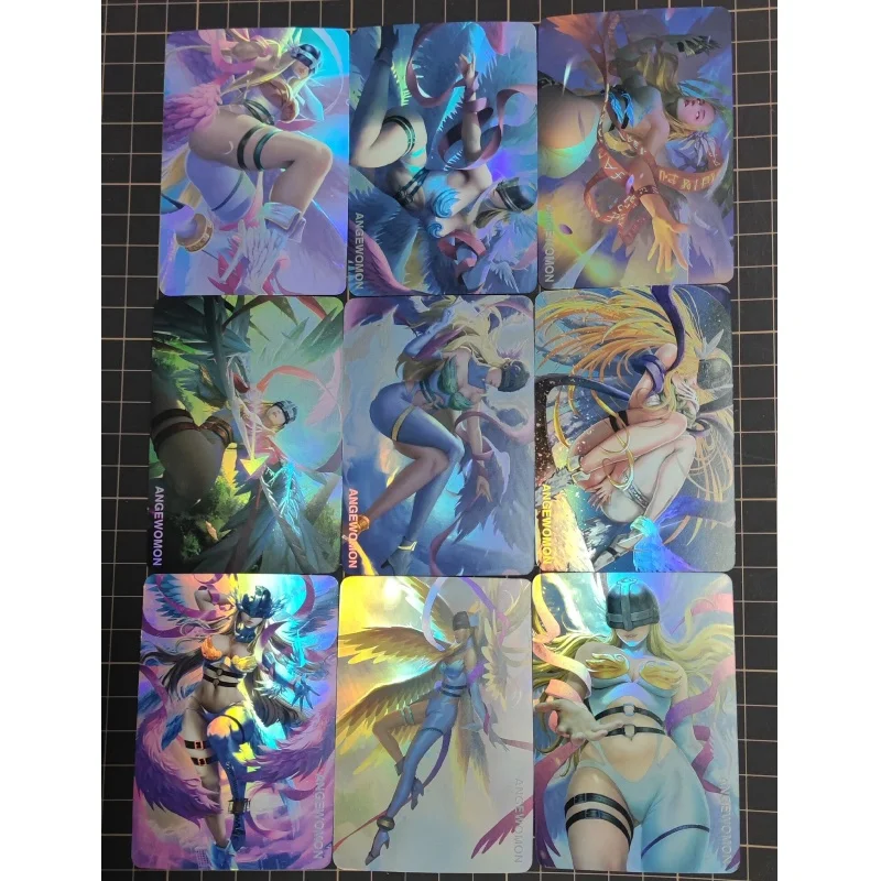 Angewomon Flash Card Digimon Adventure Anime Girl Lady Devimon Diy Refractive Series Action Toy Figures Anime Game Collection