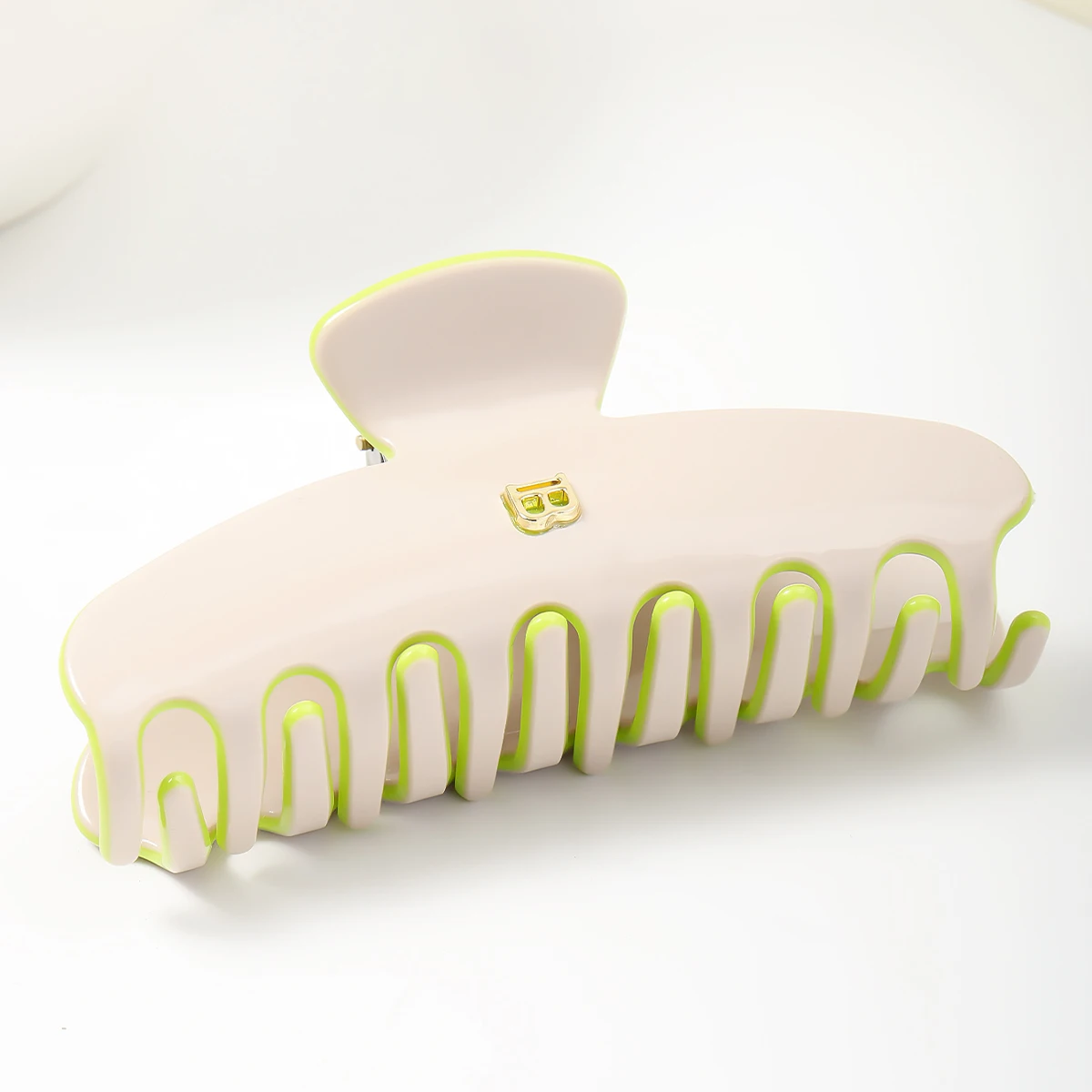 قطعة واحدة من مشبك خلات الفرنسي القديم بأحرف إنجليزية على الوجهين، لوحة رياح لطيفة، الجزء الخلفي من الرأس، زخرفة شعر بمشبك سمك القرش #2