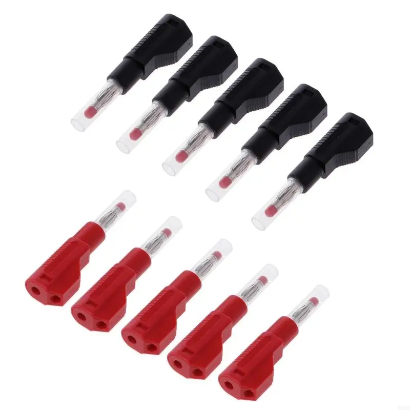 652E 10 Pcs 4mm Male Retractable Sheath Stackable Banana Plug Wire Solder Connector