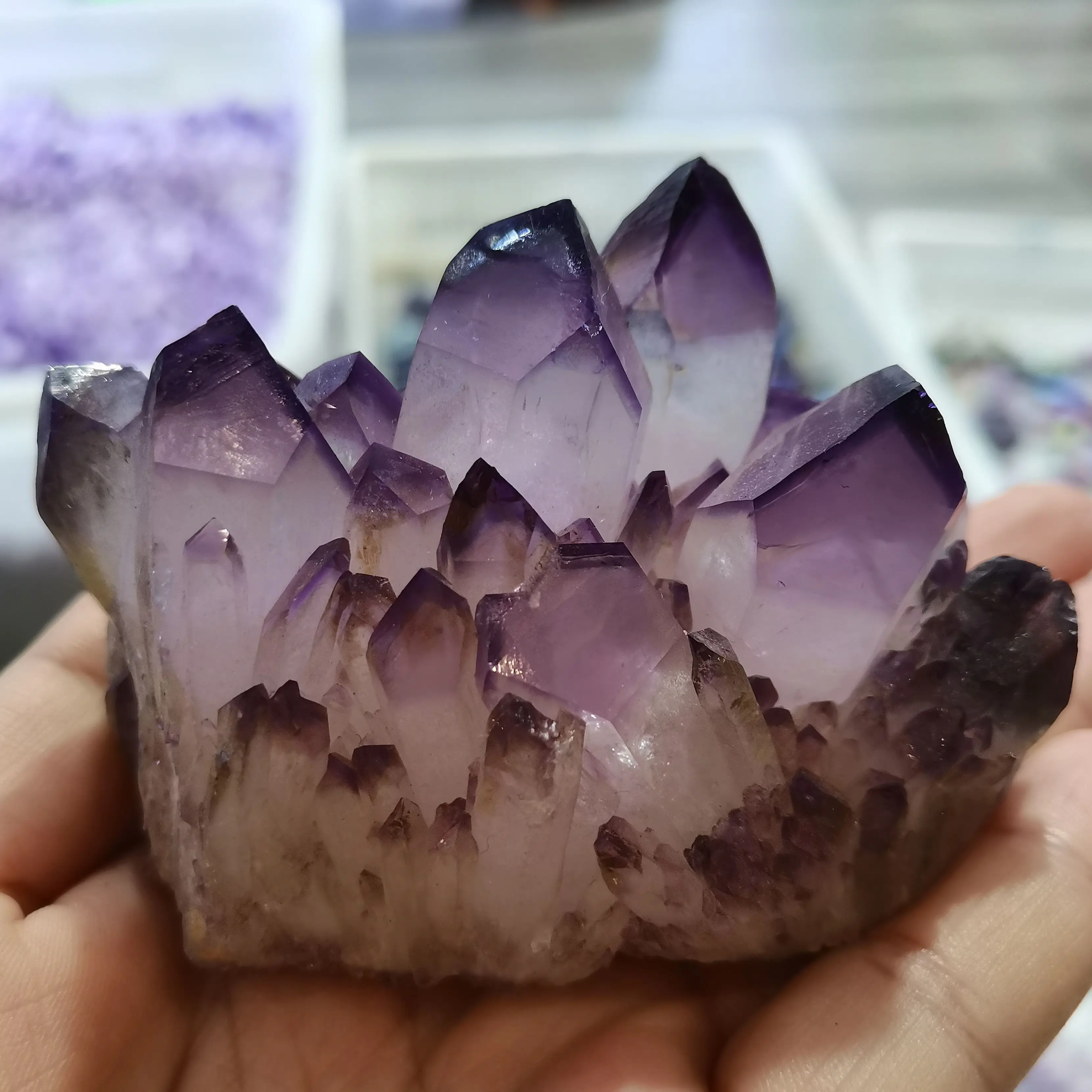 Genuine Natural Amethyst geode quartz cluster crystal specimen Healing original stone mineral specimens placed