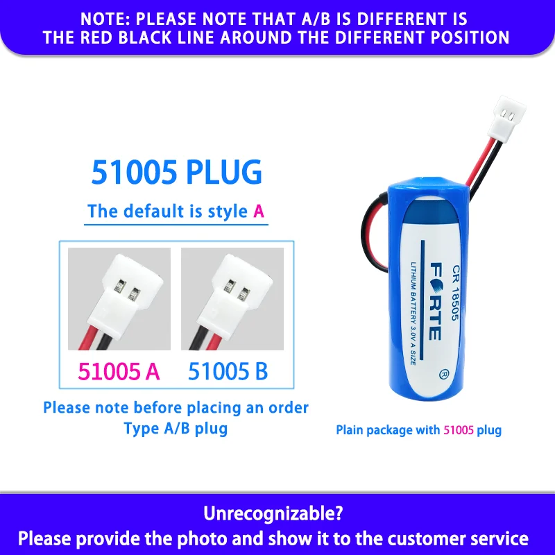 

Forte CR18505 A Add 51005 Plug 3V Disposable Lithium Manganese Battery Dedicated Intelligent Water Meter Gas Thermal Flow Meter