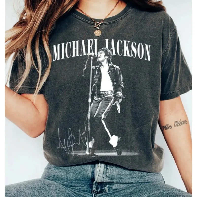 Komfortfarben ® Michael Jackson T-Shirt, Michael Jackson Bad World Tour 1987 T-Shirt, King Of Pop Unisex Fan-Geschenk – Detail 6