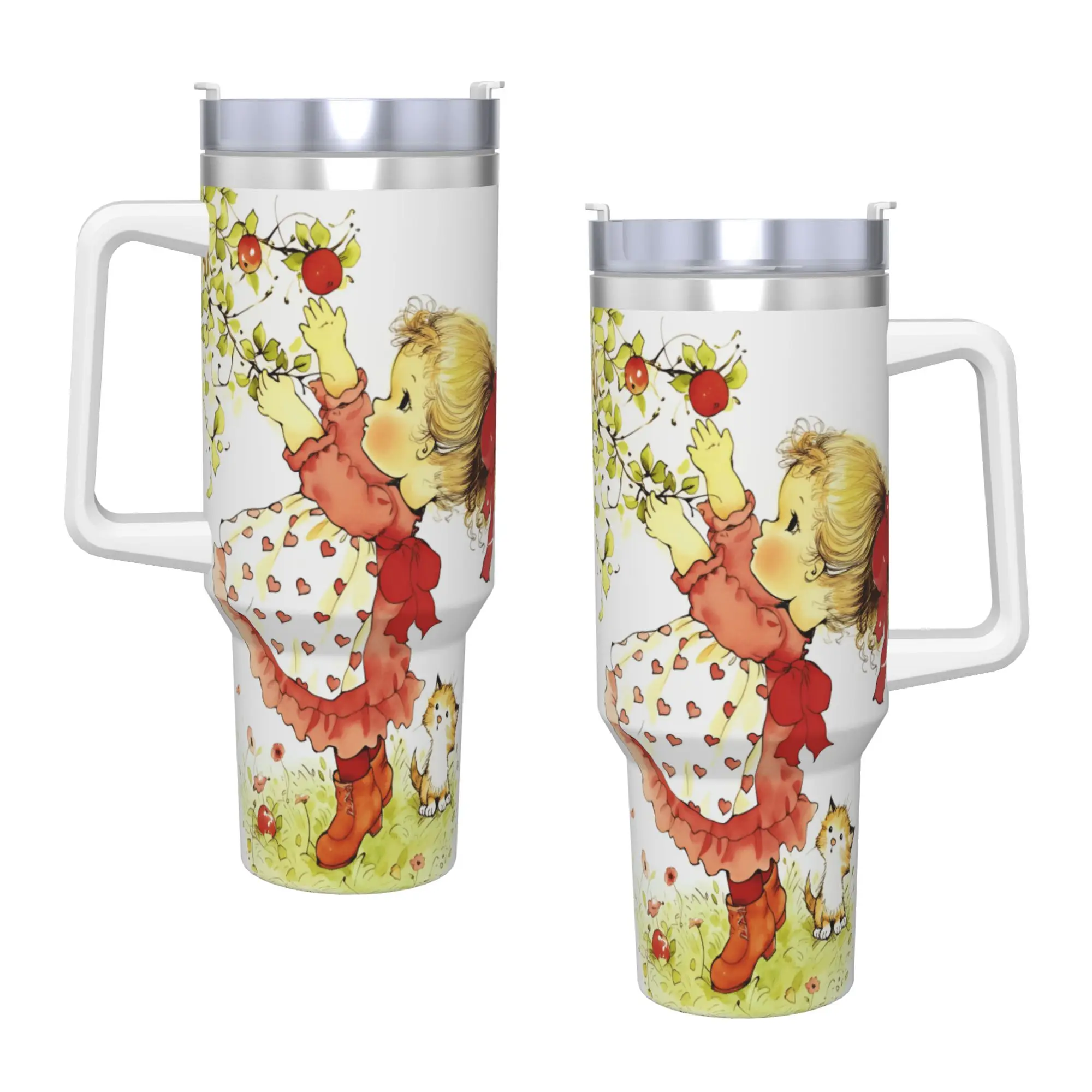 Art Sarah Kay Swing Girl Stainless Steel Tumbler  Driving Coffee Mug With Straws and Lid Large Mugs Cup Hot Drinks Water Bottle