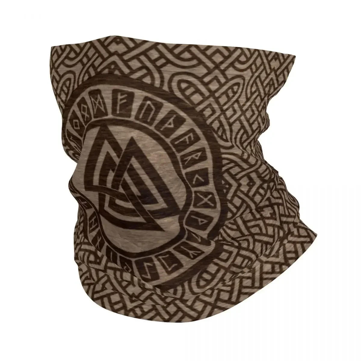 

Valknut Symbol And Runes On Wood Bandana Neck Warmer Men Women Winter Ski Tube Scarf Gaiter Norse Face Cover