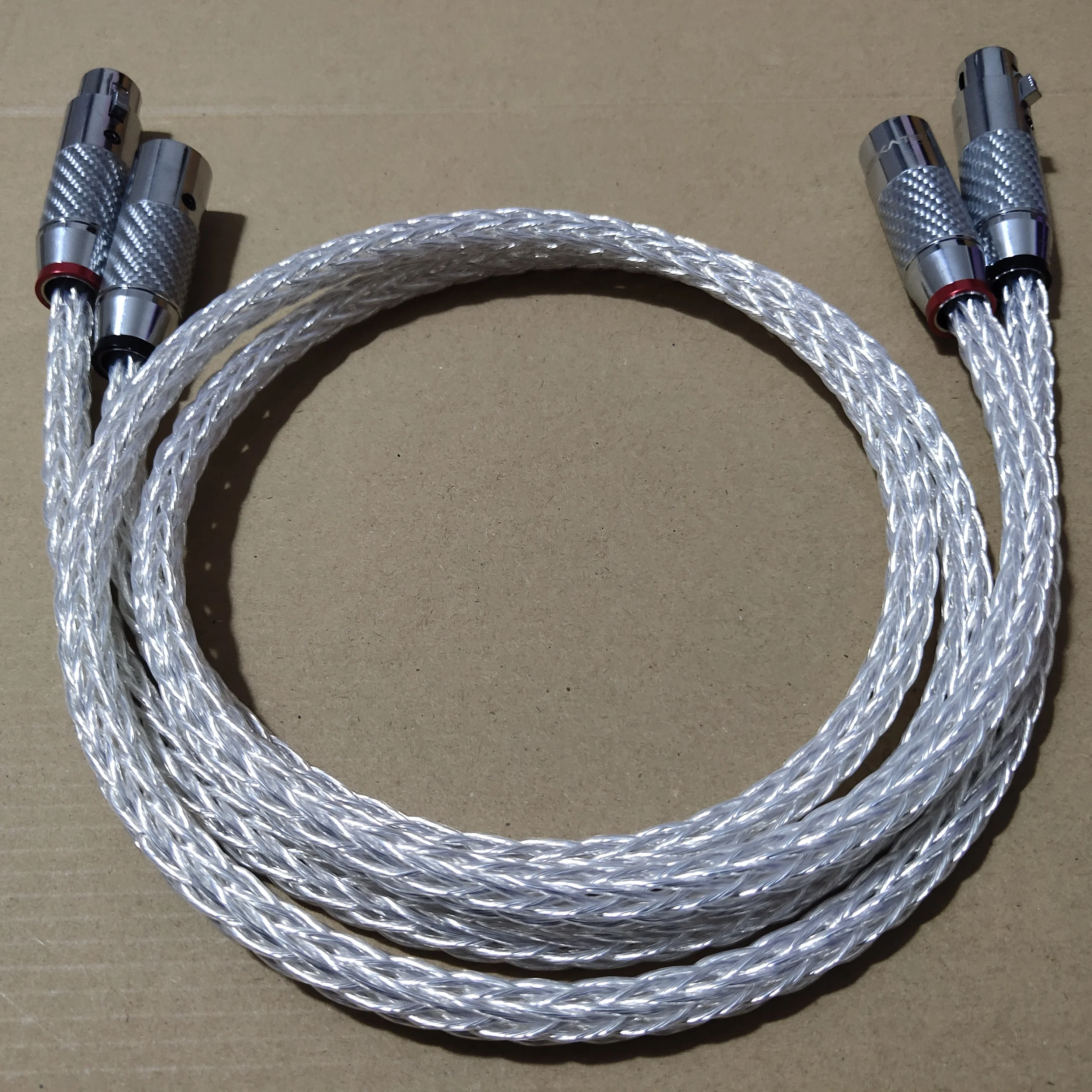 Free shipping 1Pair Hi-end 8AG OCC Silver plated XLR Audio cable Hi-Fi Balance wire Male to Female Microphone upgrade line
