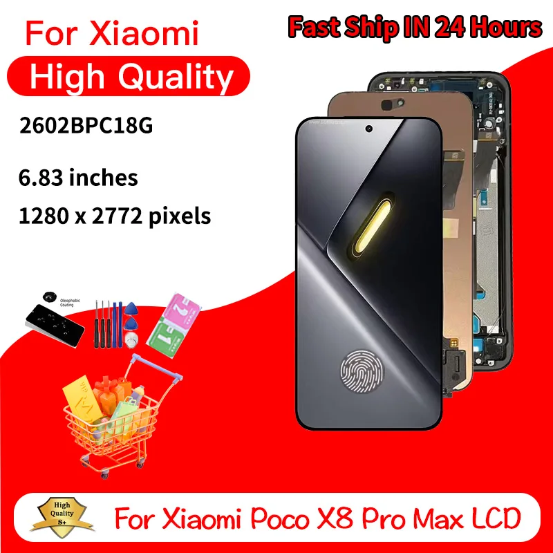 6.83'' AMOLED For Xiaomi Poco X8 Pro Max LCD Display Touc Screen Assembly For Poco [Prec X8ProMax 2602BPC18G Display Replacement