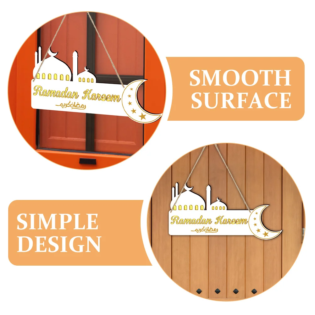 

Wooden Hanging Ornament Eid Ramadan Decoration Wall Hanging Sign Front Door Pendant Party Porch Craft Home Decor