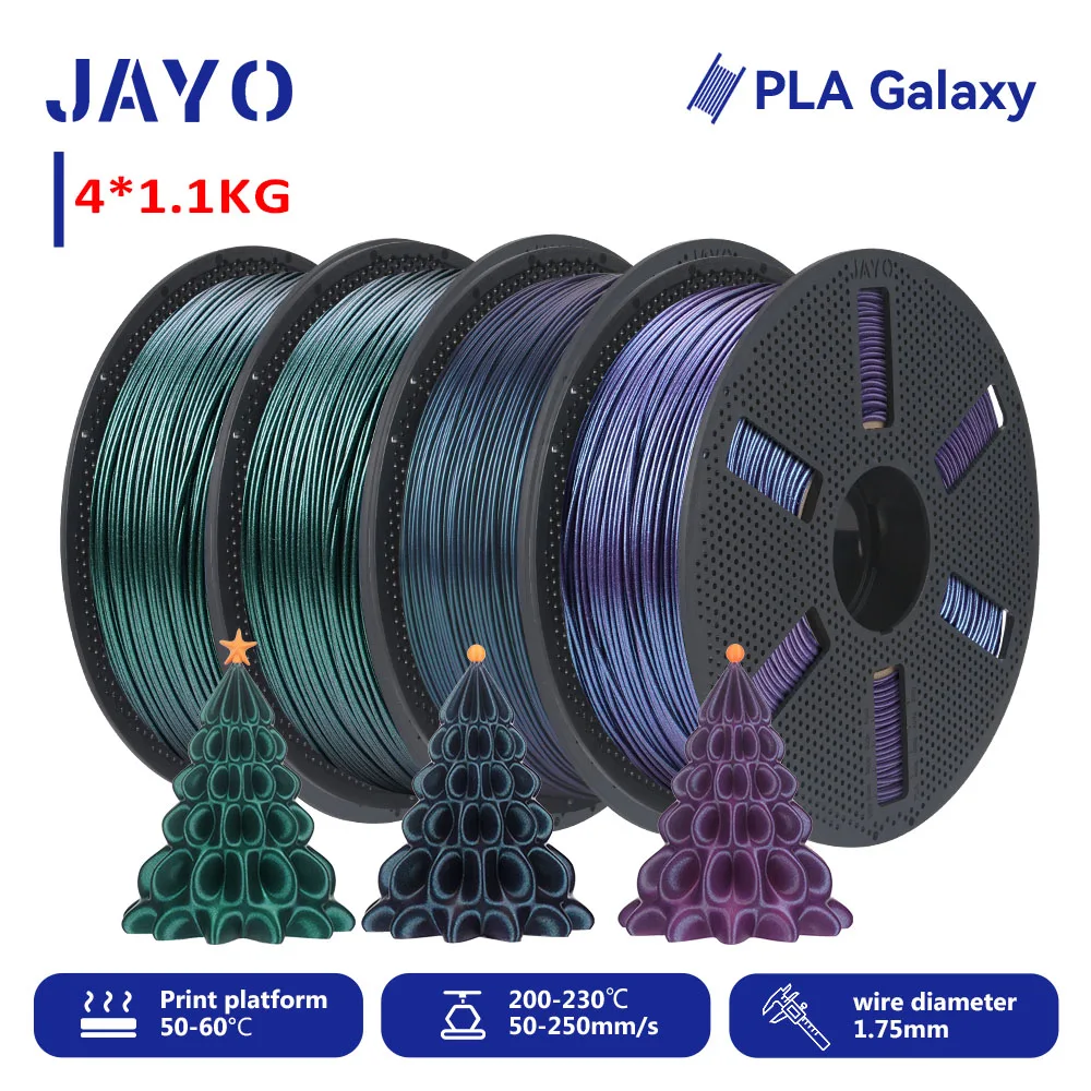 JAYO PLA Meta / ABS / PETG / SEIDE / PLA-Filament 1,75 mm 5 Rollen 3D-Drucker 100 % keine Blasen für FDM DIY Geschenkmaterial Schneller Versand