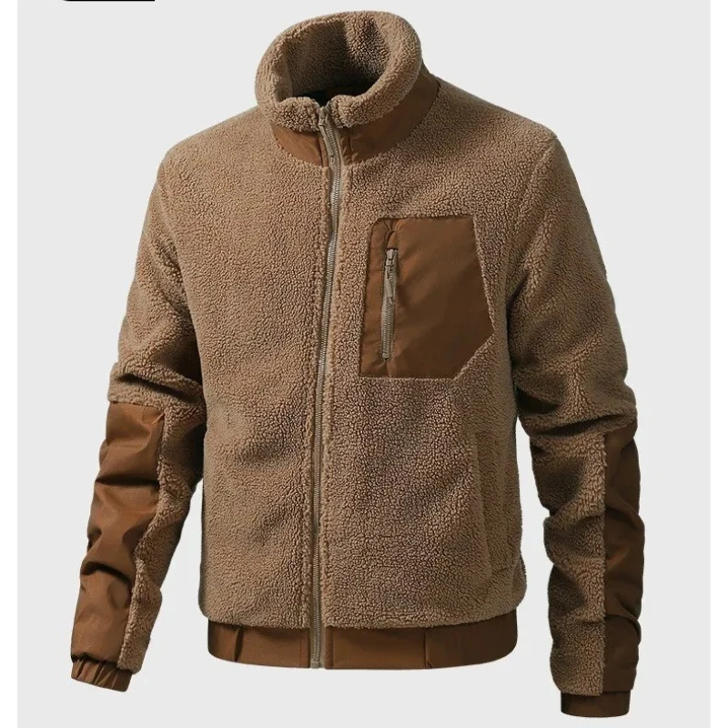 

Brand Men's Lamb Velvet Jacket Autumn Winter Stand Collar Casual Cardigan Men Outdoor Polar Fleece Jackets Outerwear Overcoat