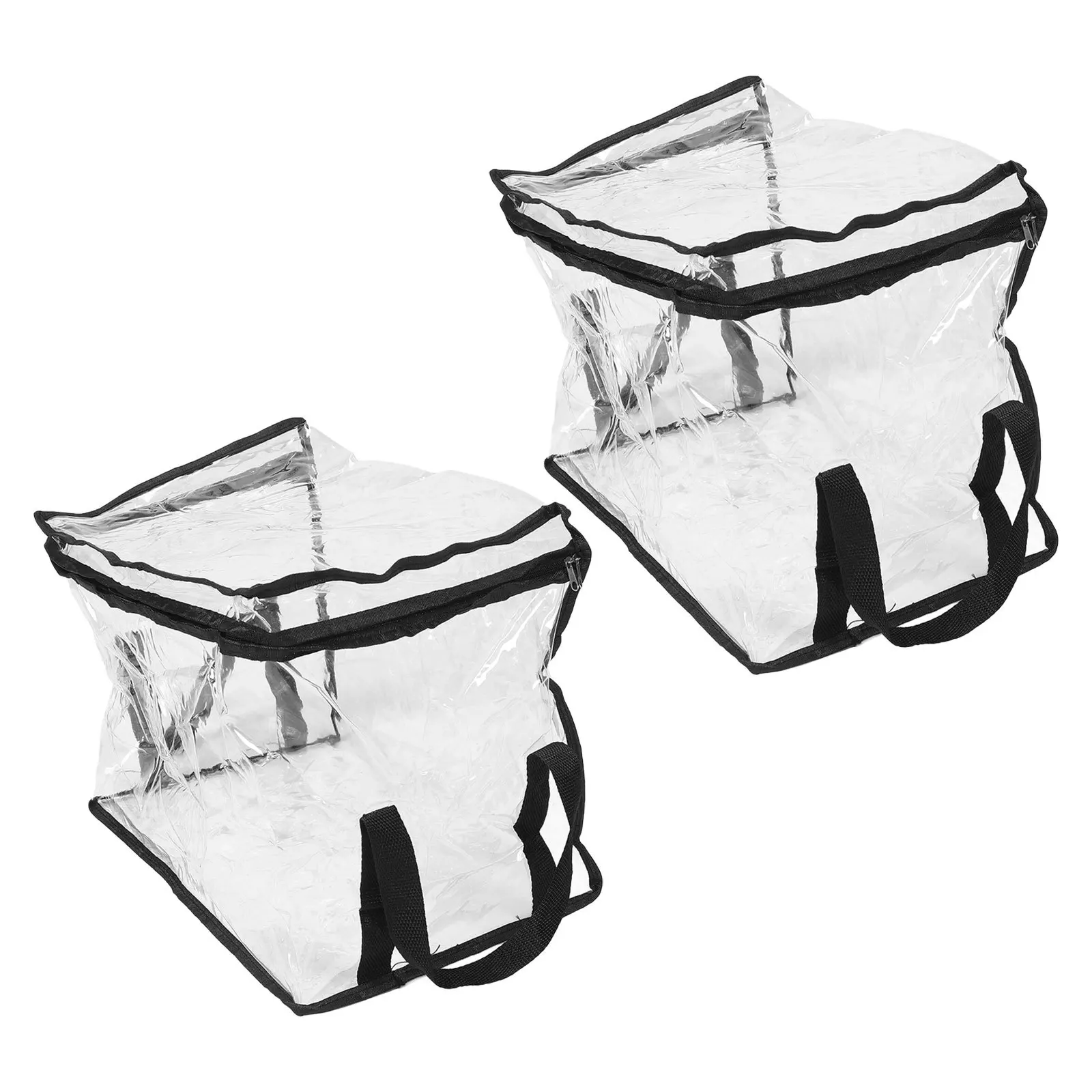 2Pcs Collapsible Book Storage Case Transparent PVC Organizer with Lifting Handle Space Saving Stackable Design for Home School