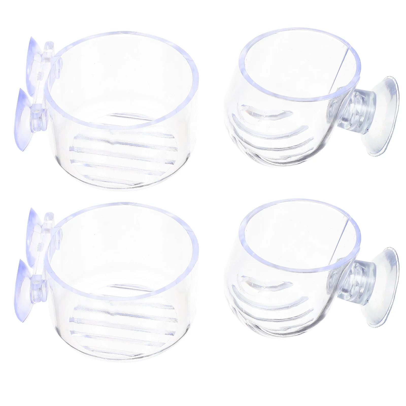 

4pcs Red Worm Feeder Cup for Fish Tank Aquarium Suction Cups Plant Holder Acrylic Feeding Small Large Size Reusable Pet