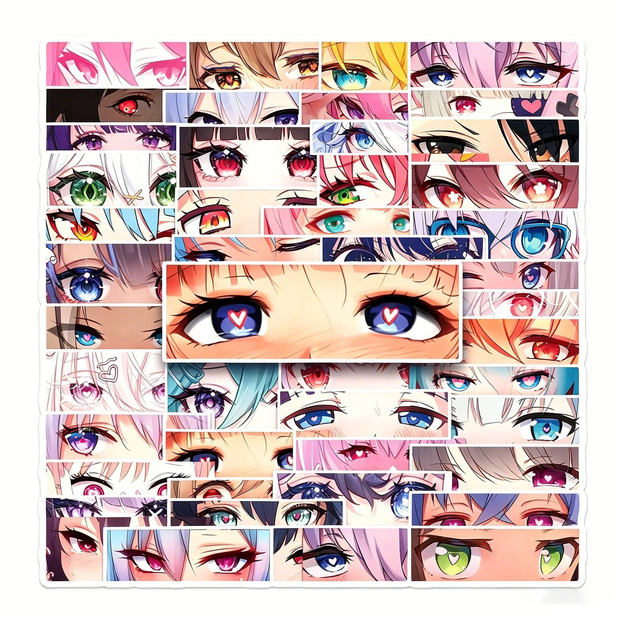 50 Stück Anime-Augen-Graffiti-Aufkleber für Wasserflaschen, Schutzhelme, Gepäck, Fahrräder, Skateboards