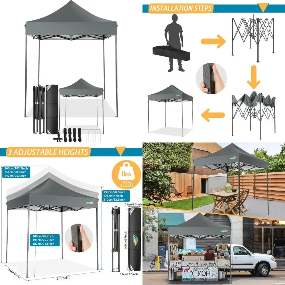 

Heavy-Duty All-Season Outdoor Party Tent - 6.6x6.6 Pop Up Canopy, Waterproof, Wind-Resistant, Commercial Grade, UPF 50+ Sun Prot