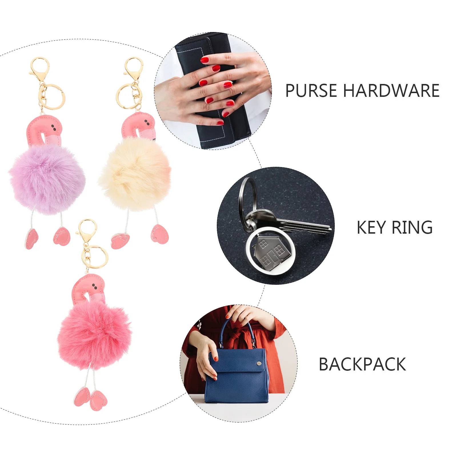 3 قطعة حلقة رئيسية فلامنغو شكل سلسلة المفاتيح الناعمة معلقة الديكور سيارة قلادة حقيبة حامل المنظم فلامنغو المفاتيح