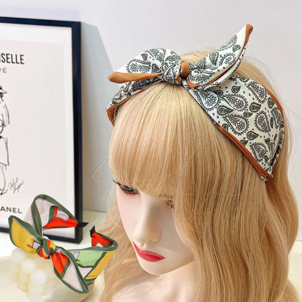

Fashion Women Wide Headband Bow Knot Cross Hairband Bohe Style Cashew Print Hair Hoop Headwear Headdress Girls Hair Accessories