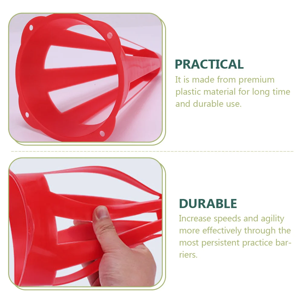 6pcs Football Obstacle Sign Bucket Marker Cones Hollow Soccer Training Agility Tools Stable Base Premium Plastic Durable Use