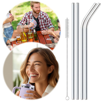 4Pcs Stainless Steel Straw with Cleaning Brush Replacement Straw Reusable Straws for Stanley 40oz Cup Accessories