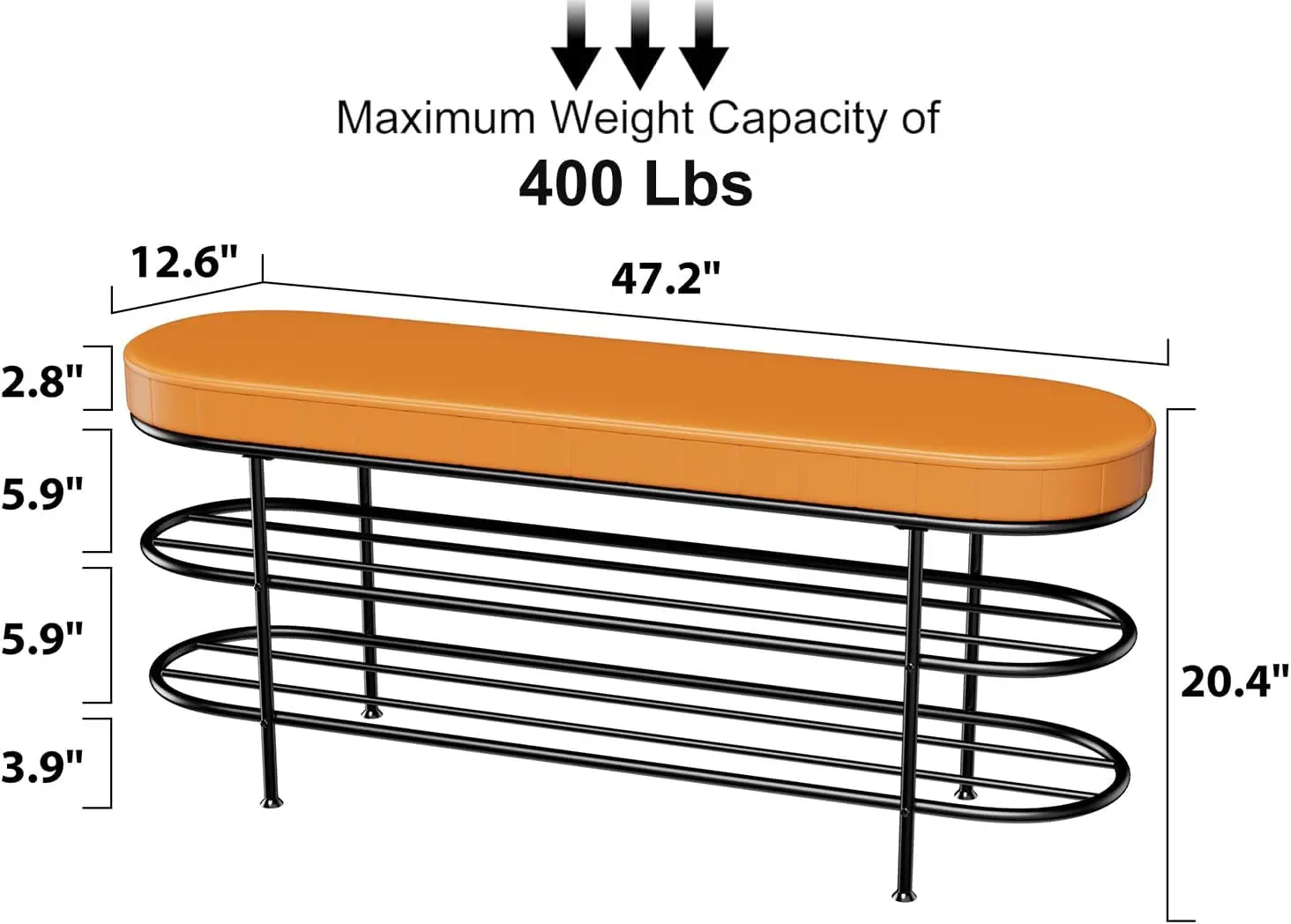 Tinytimes Shoe Rack Bench, 3-Tier Shoe Shelf Organizer,10-12 Pairs Entryway Storage Bench For Hallway, Bedroom, Living Room,