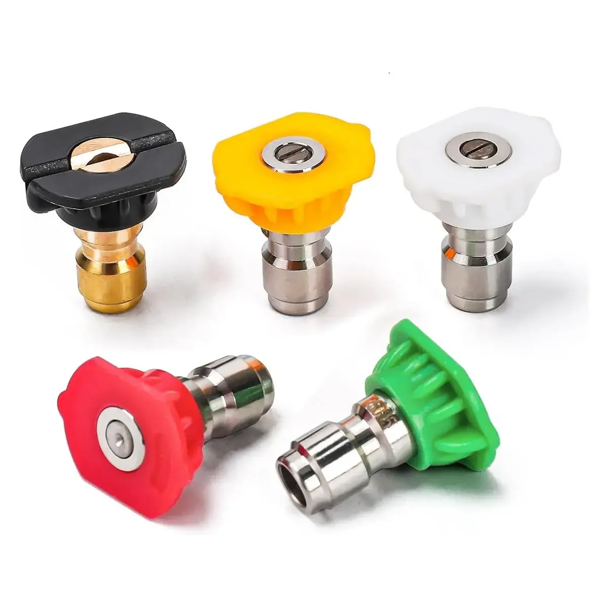 5 قطعة جهاز تنظيف يعمل بالضغط العالي فوهة البخاخ تلميح فوهة مع 1/4 "الاتصال السريع 0 15 25 40 درجة المياه النفاثة #1