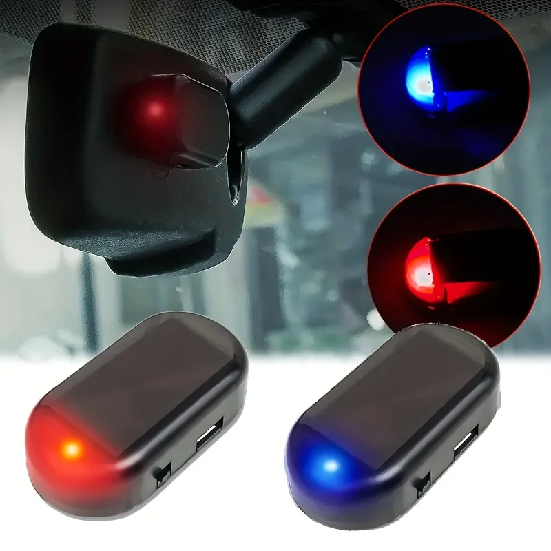1/5PCS Car Fake Security Light Solar Powered Simulated Dummy Alarm Wireless Warning Anti-Theft Caution Lamp LED Flashing Lights