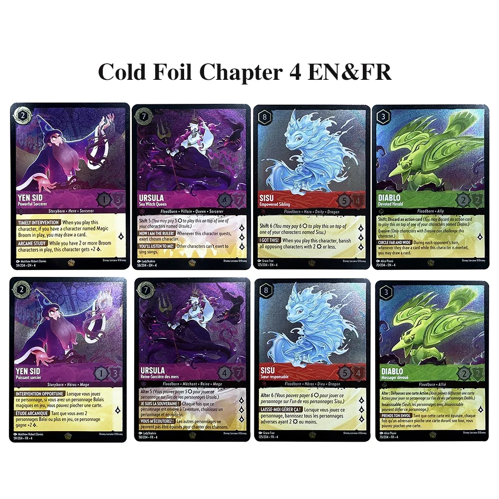 Cold Foil Chapter 4 Lorcana Card Sisu Diablo Ursula Holographic Card Ursula's Return Proxy TCG Game Card EN&FR Foil Game Cards