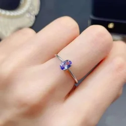 Natural Tanzanite Ring Excellent Cut Women Engagement Gift with Real 925 Solid Silver