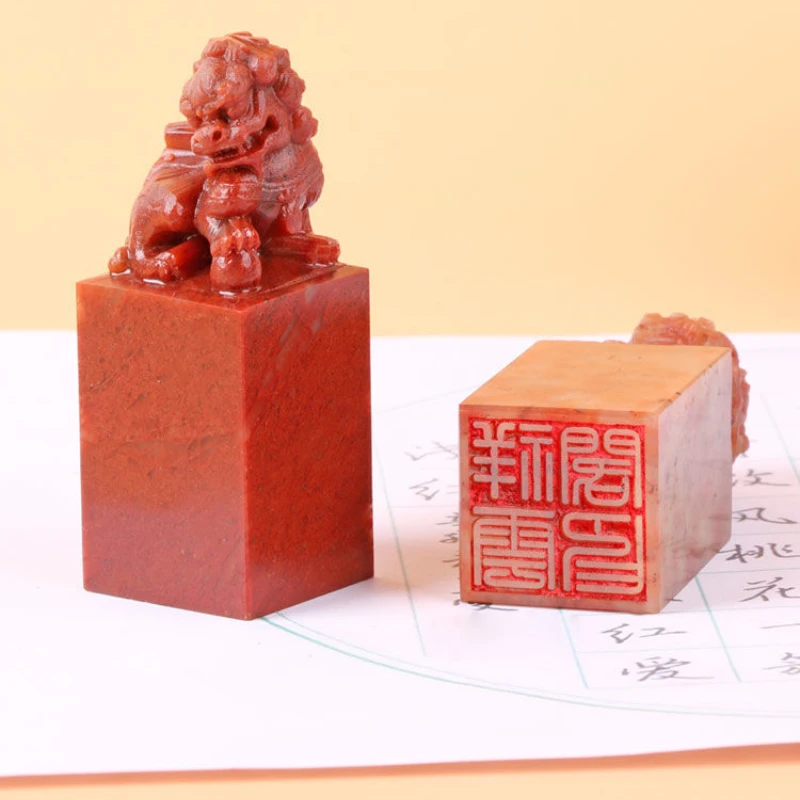 Chinese Personal Seal Sellos Cute Stone Stamps Carimbo Custom Calligraphy Painting Seal Chinese Name Special Kirin Shaped Stamp