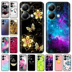 For Xiaomi Poco M6 Pro 4G Phone Case Cover Cute Cat Painted Black Silicone Soft Back Cover Cases For Poco M6 Pro Case M 6 M6Pro
