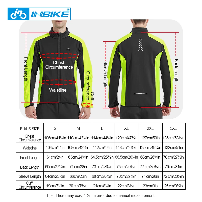 INBIKE Reflective Windproof Cycling Jacket Men Thermal Winter Road Bicycle Clothes Waterproof MTB Riding Soft Shell Coat WJ602