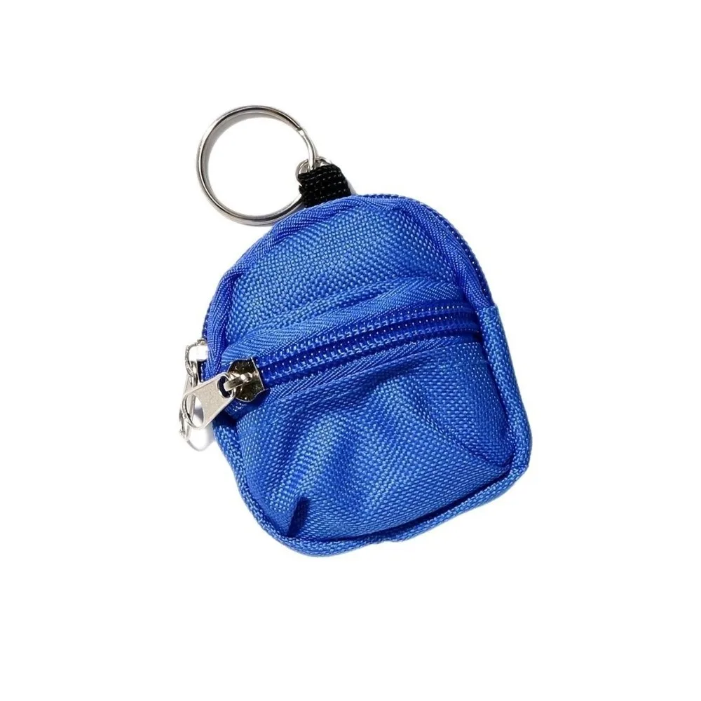 Metal Key Ring Backpack Coin Purse Zipper Closure Nylon Mini Storage Bag Multicolor Backpack Shape Zipper Coin Pouch
