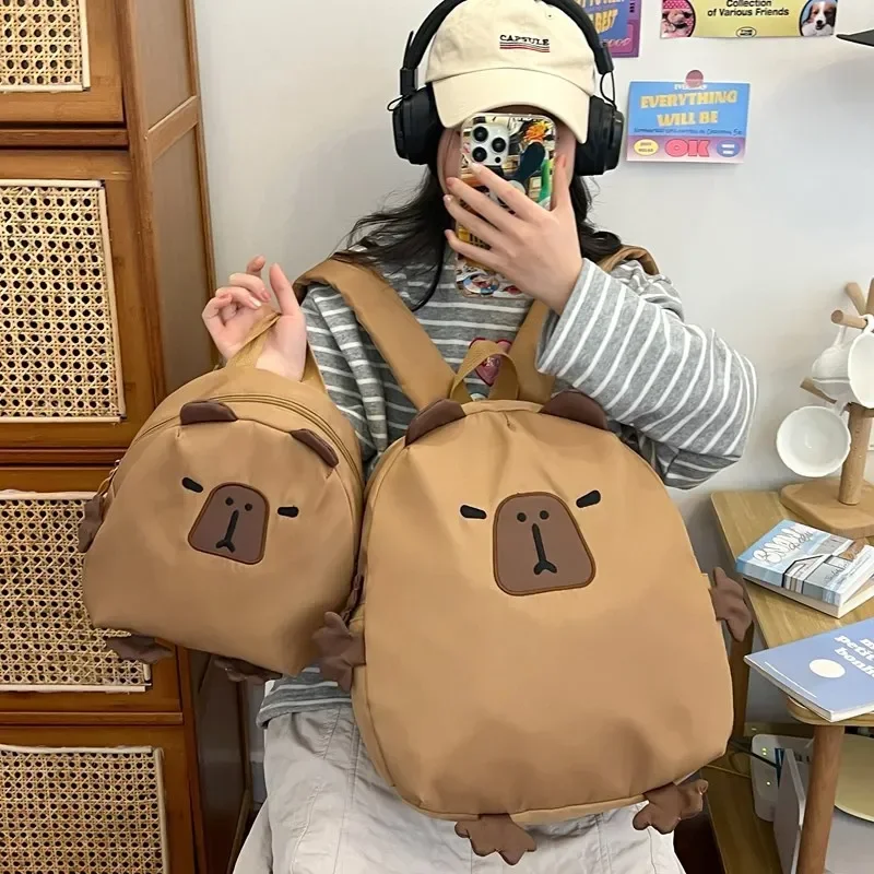 Hot Mochila Internet Celebrity Kapibala Capybara Backpack Bag Ins Popular Girl Heart Cartoon Large Capacity Student School Bag