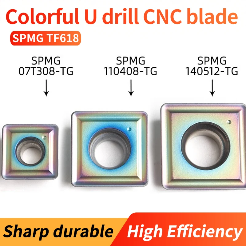 

VOKET Seven Color U-Drill CNC Blade SPMG050204-TG TF618 Quenched Steel Blade