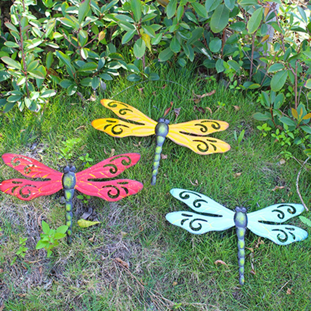 

Metal Dragonfly Wall Hanging Sculptures Ornaments Home Backyard Garden Yard Iron Indoor Outdoor Art Dragonfly Decorations