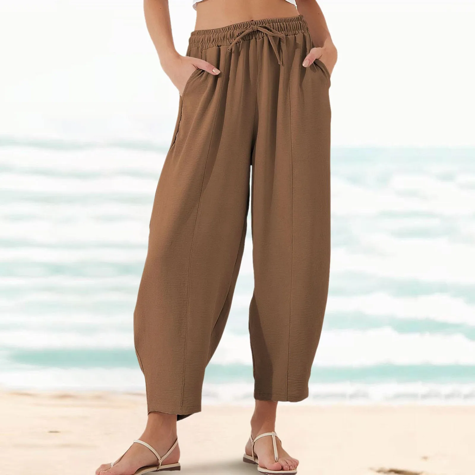 

Summer Straight Wide Leg Women's Pants 2024 New Casual High Waist Pants for Women Solid Color Loose Trousers Female