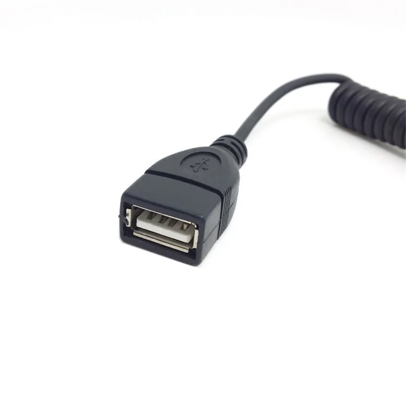 Spring Spiral Coiled 90 Degree Right Angled Micro USB 5Pin OTG Connector to USB Female Extension Stretch Cable