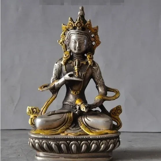 

Old Tibet Buddhism Gilt Silver Vajrasattva Tara Goddess Kwan-yin Buddha Statue