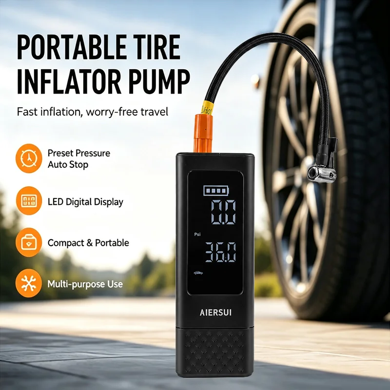 Portable Tire Inflator 150PSI Digital Air Compressor Fast Inflation Electric Tire Pump for Car Motorcycle Bicycle Ball