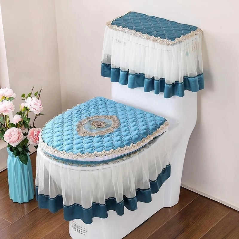 Toilet Cushion Cover Set, U-type Zipper Seat Mat, Toilet Pad, WC Accessories, Hotel Supplies, Winter, 3 Pcs