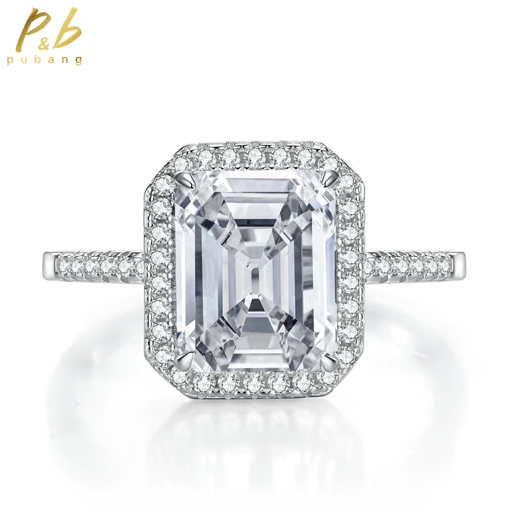 

PuBang Fine Jewelry Solid 925 Sterling Silver Baguette Gemstone Created Moissanite Vintage Diamond Ring for Women Gift Wholesale