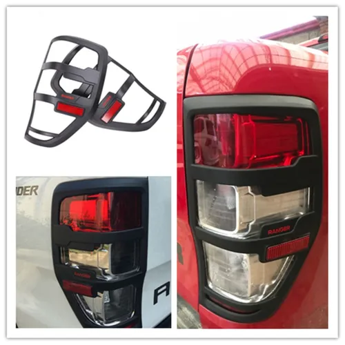 Para accesorios Ford Ranger 2012-2021 T6 T7 T8 Wildtrak Raptor cubierta de luz trasera negro mate accesorios de capós de lámpara trasera Exterior