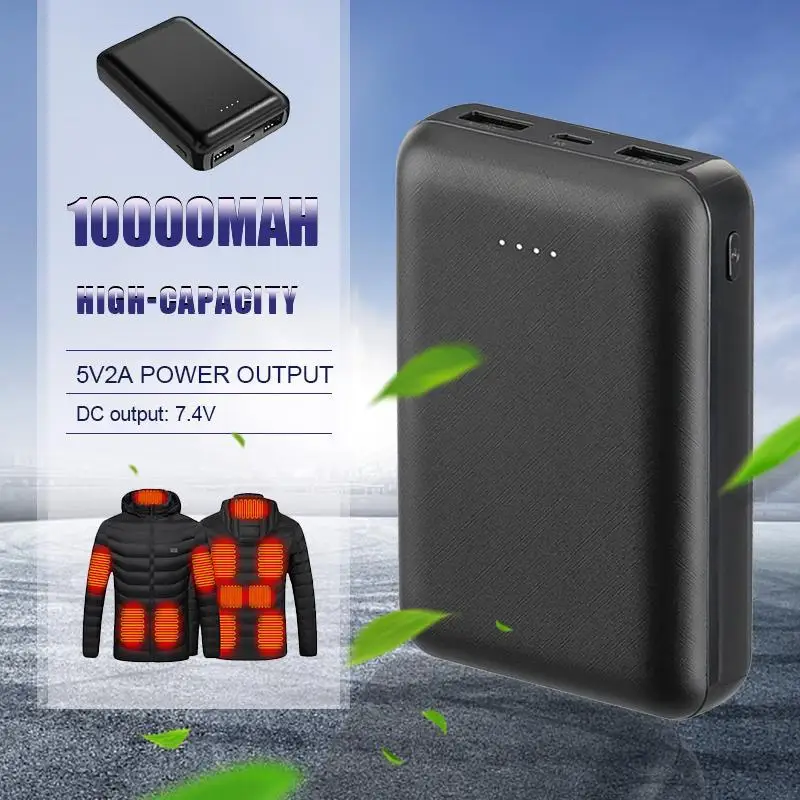 10000mAh Power Bank Portable Charger External Battery Pack For Heating Vest Jacket Gloves Scarf Socks Electric Heating Equipment